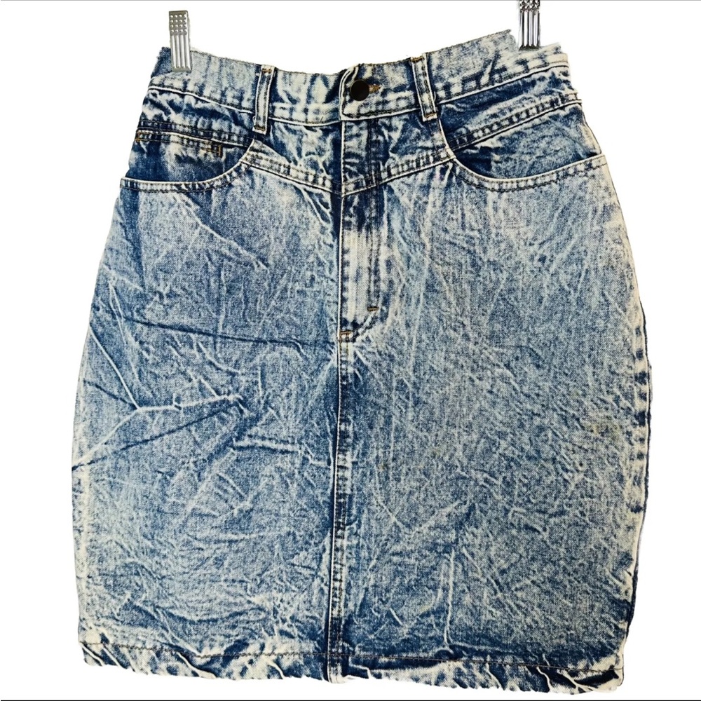 RIO Womens Vtg Denim Jean Skirt Midi Straight Pencil  11/12 Stone Wash